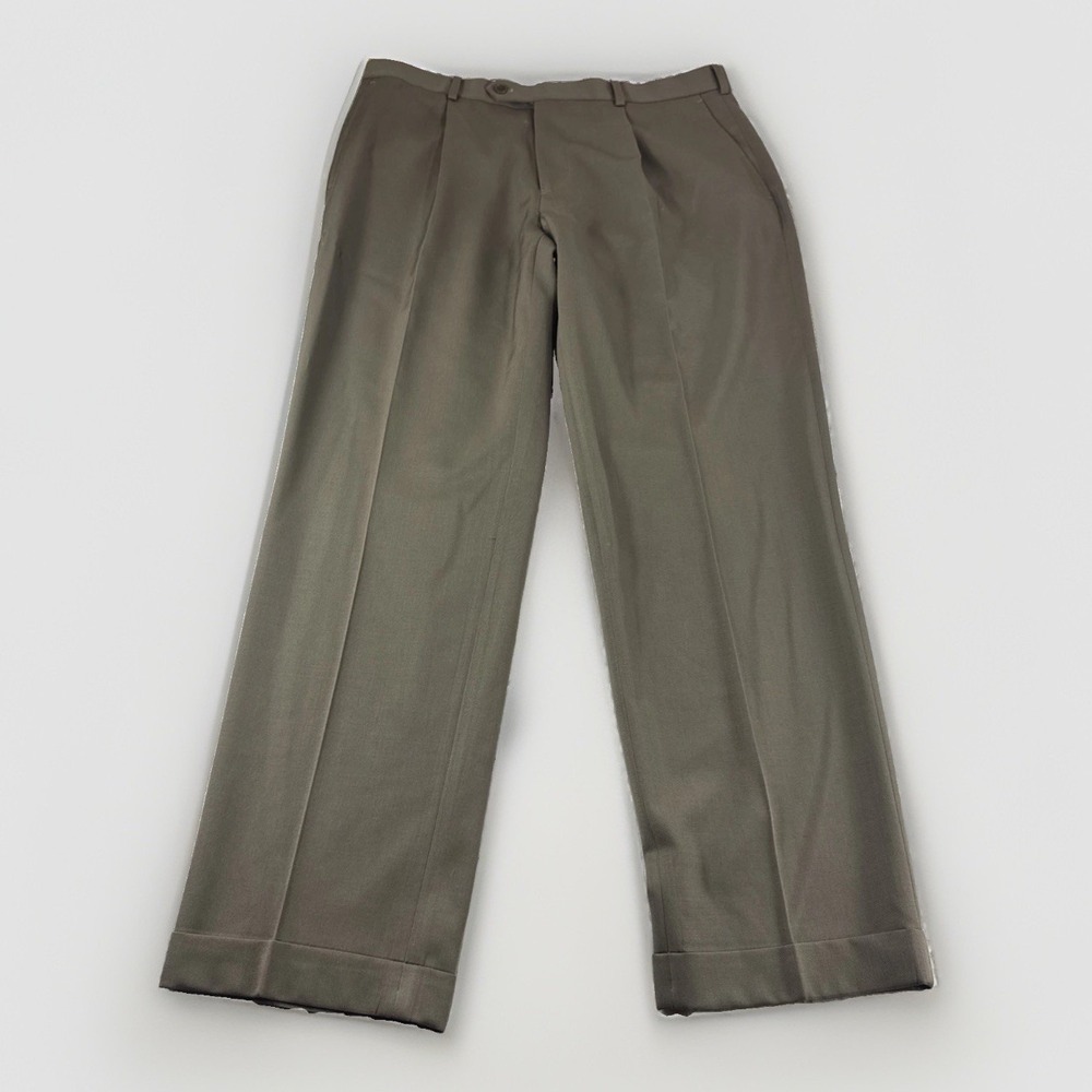 Brooks Brothers 1818 Regent Wool Pleated Pants Mens 37x32 Brown Trousers Slacks